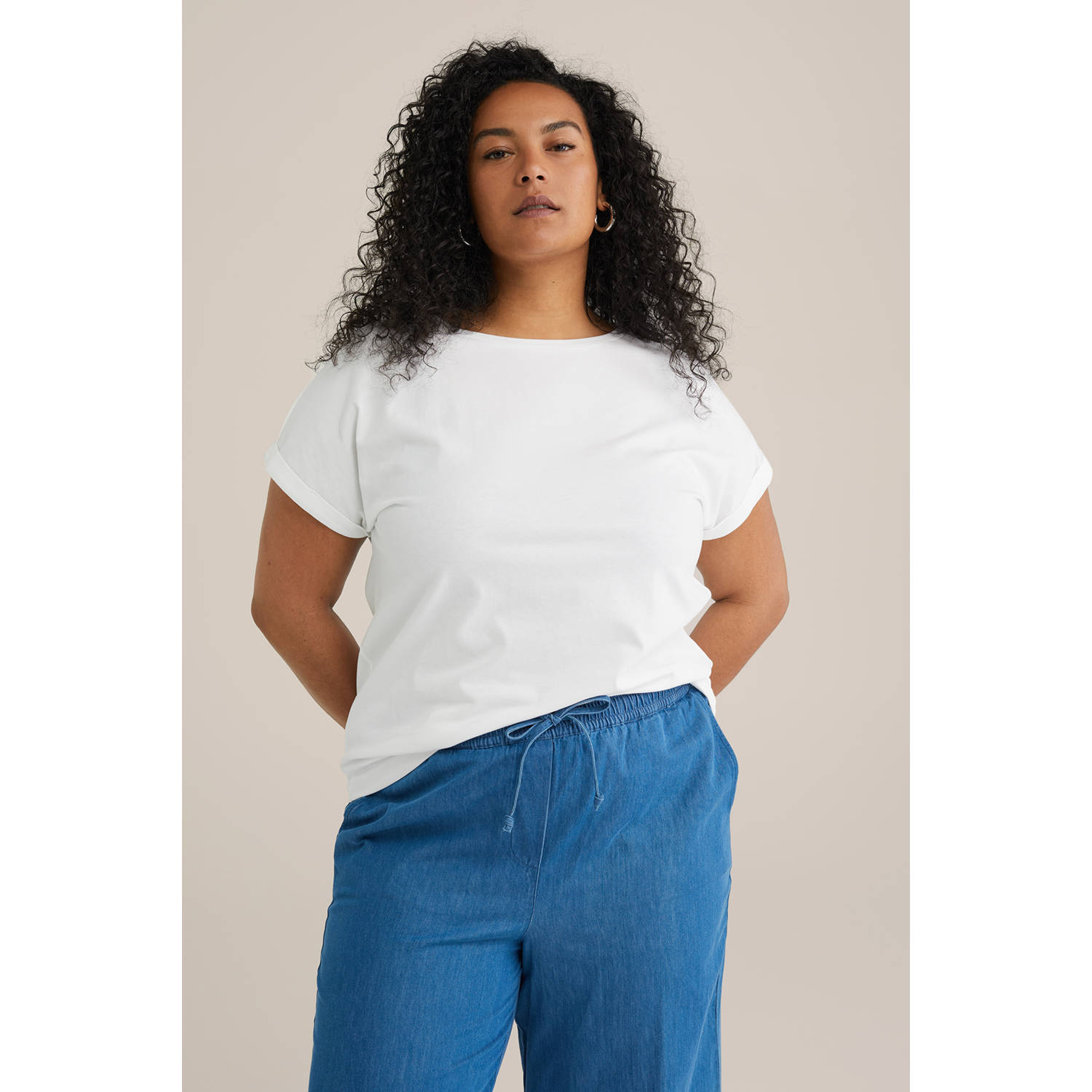 WE Fashion Curve T-shirt wit