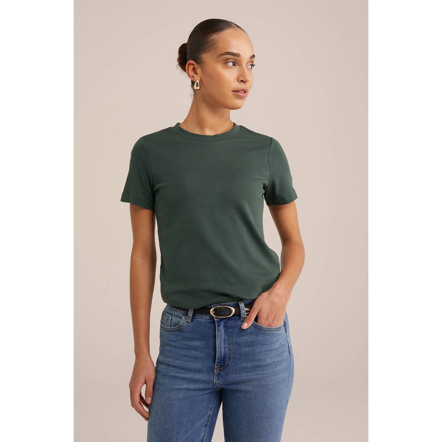 WE Fashion T-shirt donkergroen