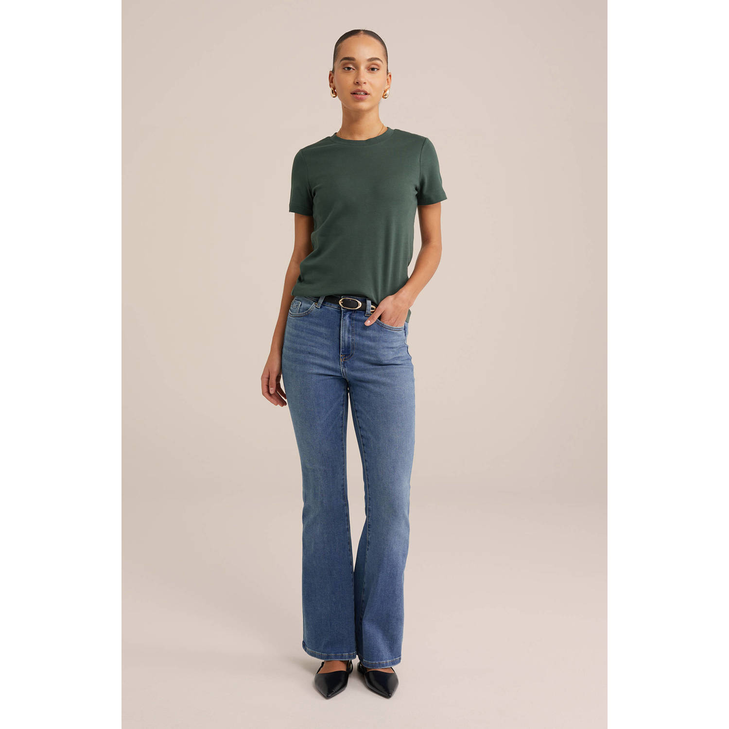 WE Fashion T-shirt donkergroen