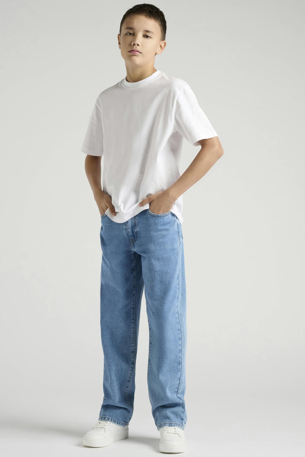 Light blue denim jongens ONLY & SONS JUNIOR loose fit jeans van denim met regular waist en effen