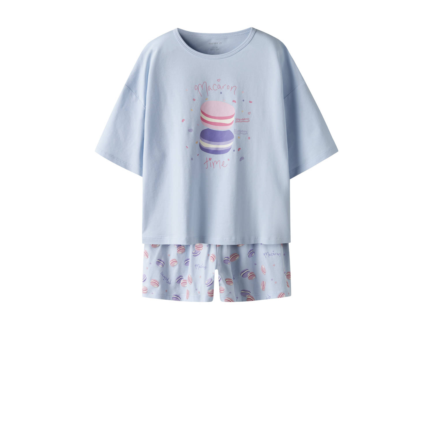 NAME IT KIDS shortama NKFNIGHTSET MACARON lichtblauw