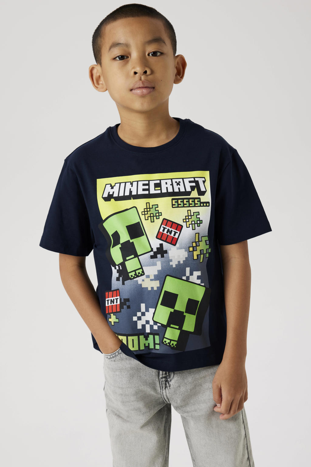 NAME IT KIDS Minecraft T-shirt donkerblauw