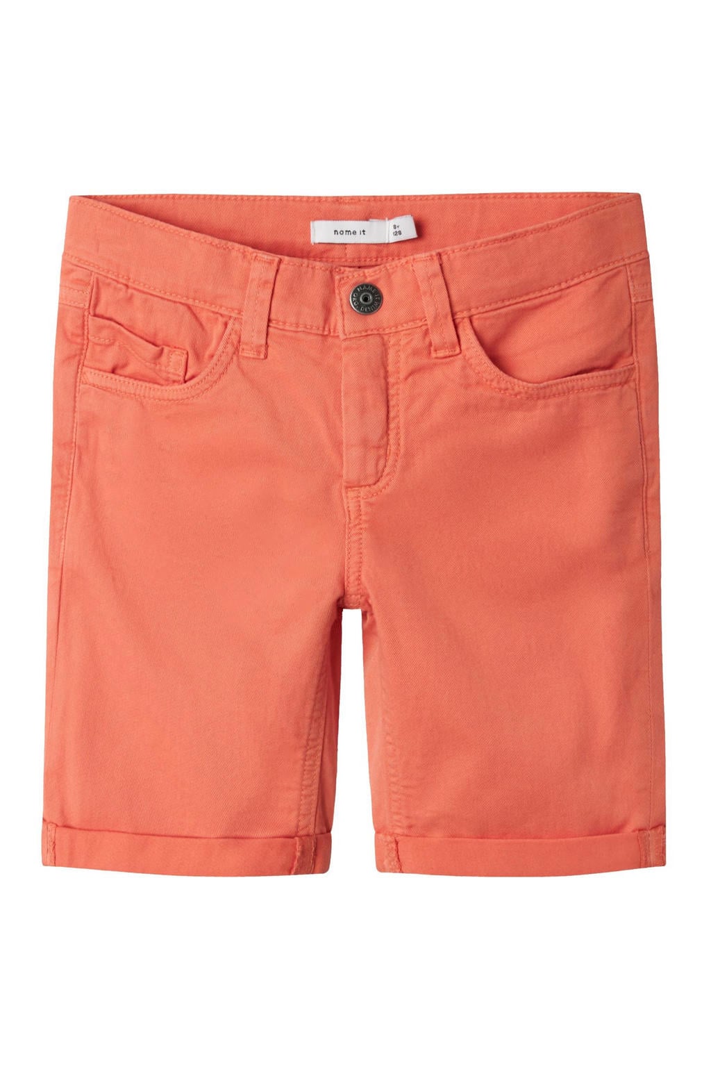 Oranje jongens NAME IT KIDS casual short van stretchkatoen met slim fit, regular waist en effen