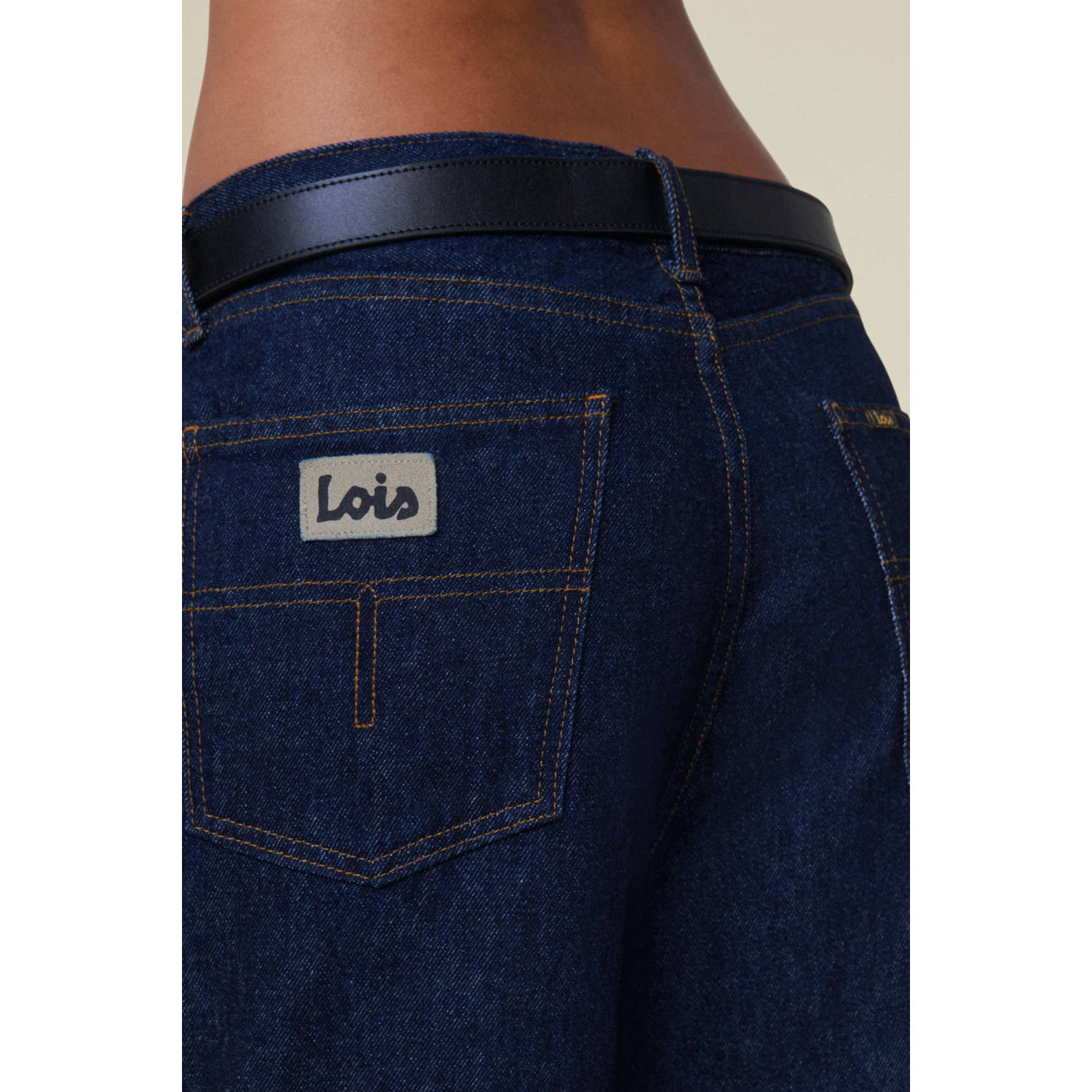 Lois low waist wide leg jeans Skater Loose dark blue denim