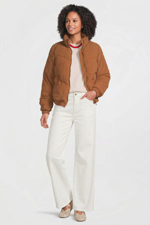 corduroy gewatteerde jas bruin