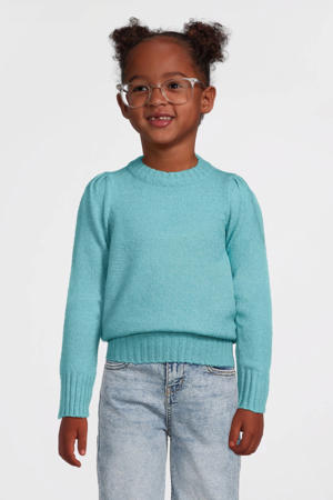 puff sleeve gebreide trui blauw