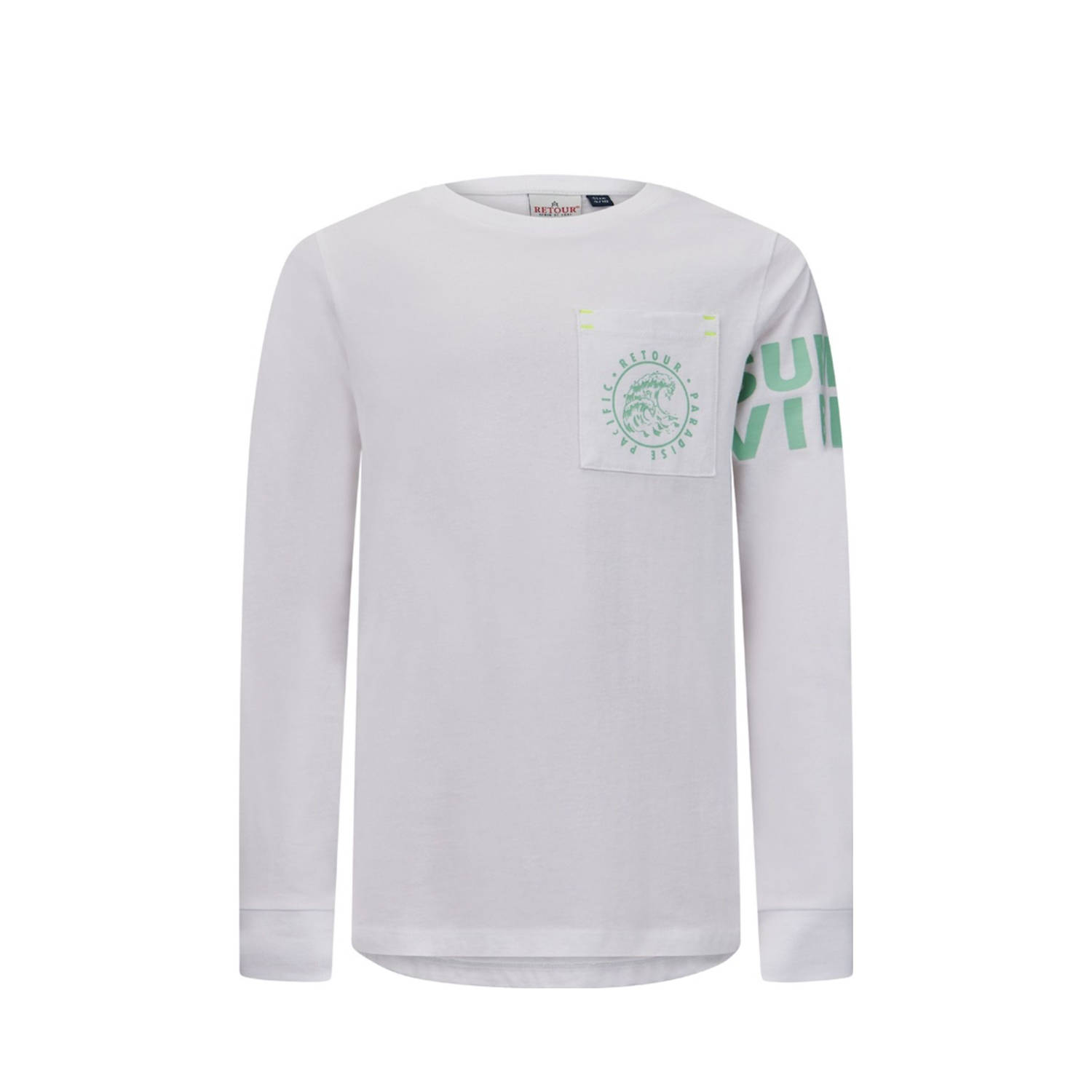 Retour Jeans longsleeve Olaf met tekst wit
