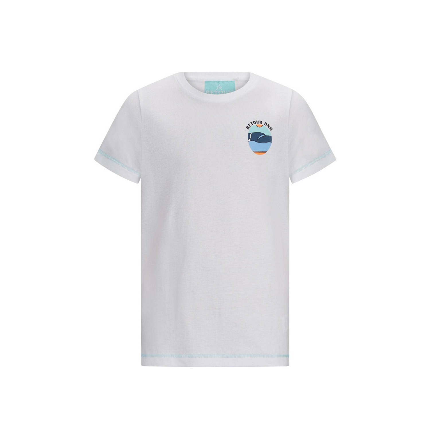 Retour Jeans T-shirt Chris met backprint wit