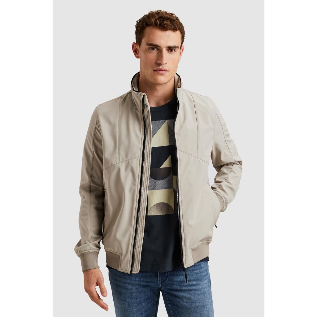 Bruine heren Cast Iron softshell jas van polyester met effen, lange mouwen, opstaande kraag en rits met windvanger