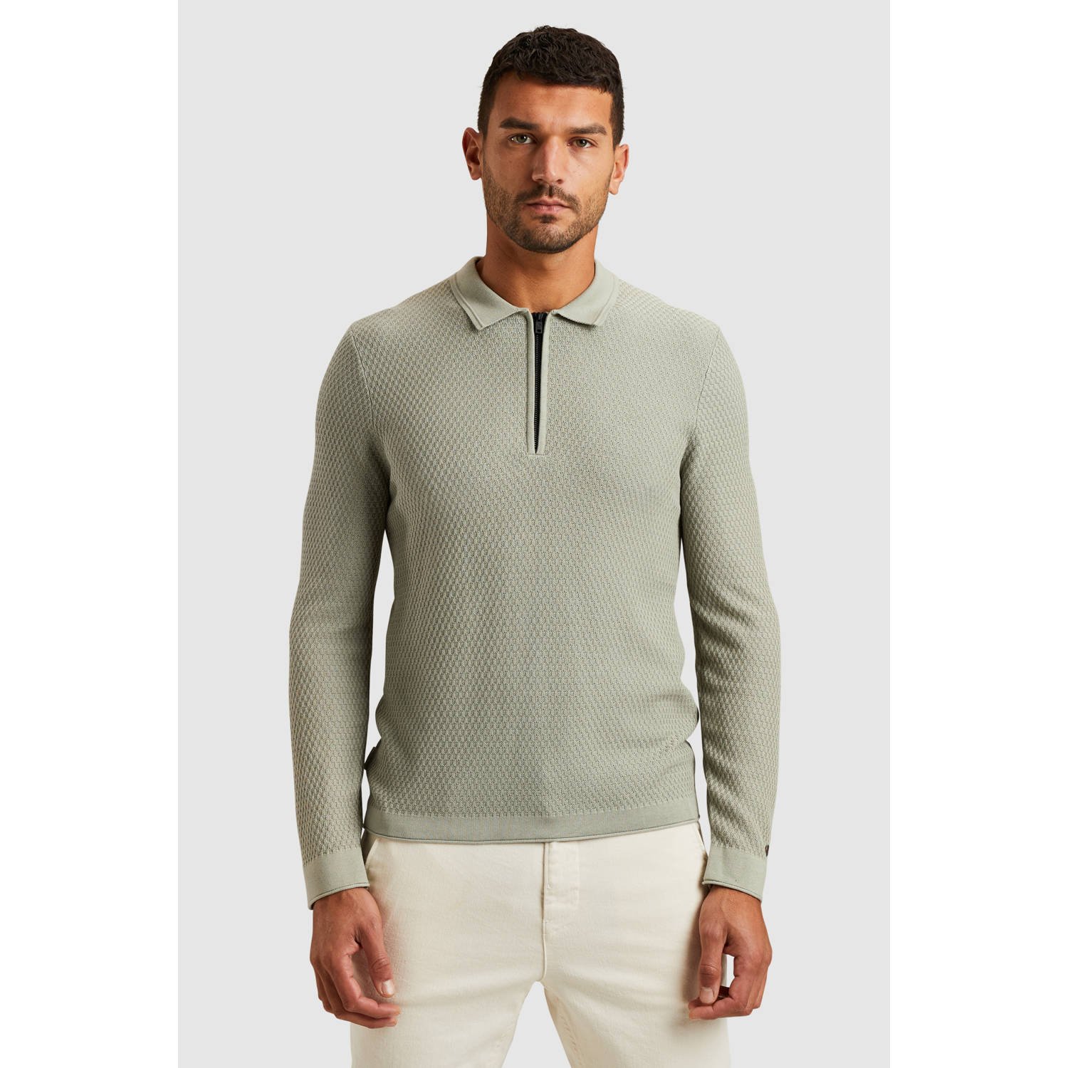 CAST IRON Heren Polo's & T-shirts Long Sleeve Polo Cotton Modal Groen