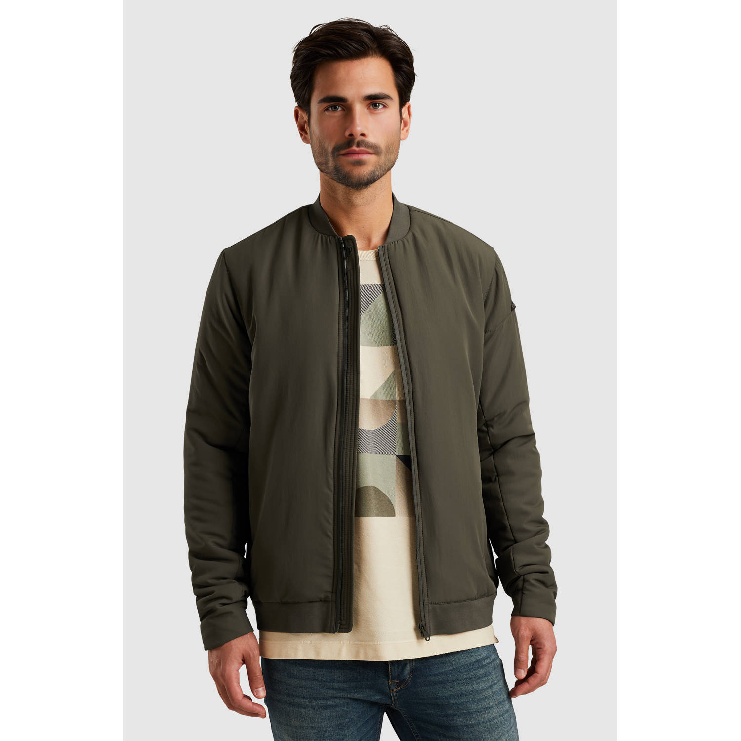 CAST IRON Heren Jassen Bomber Jacket Throttle Barker Groen