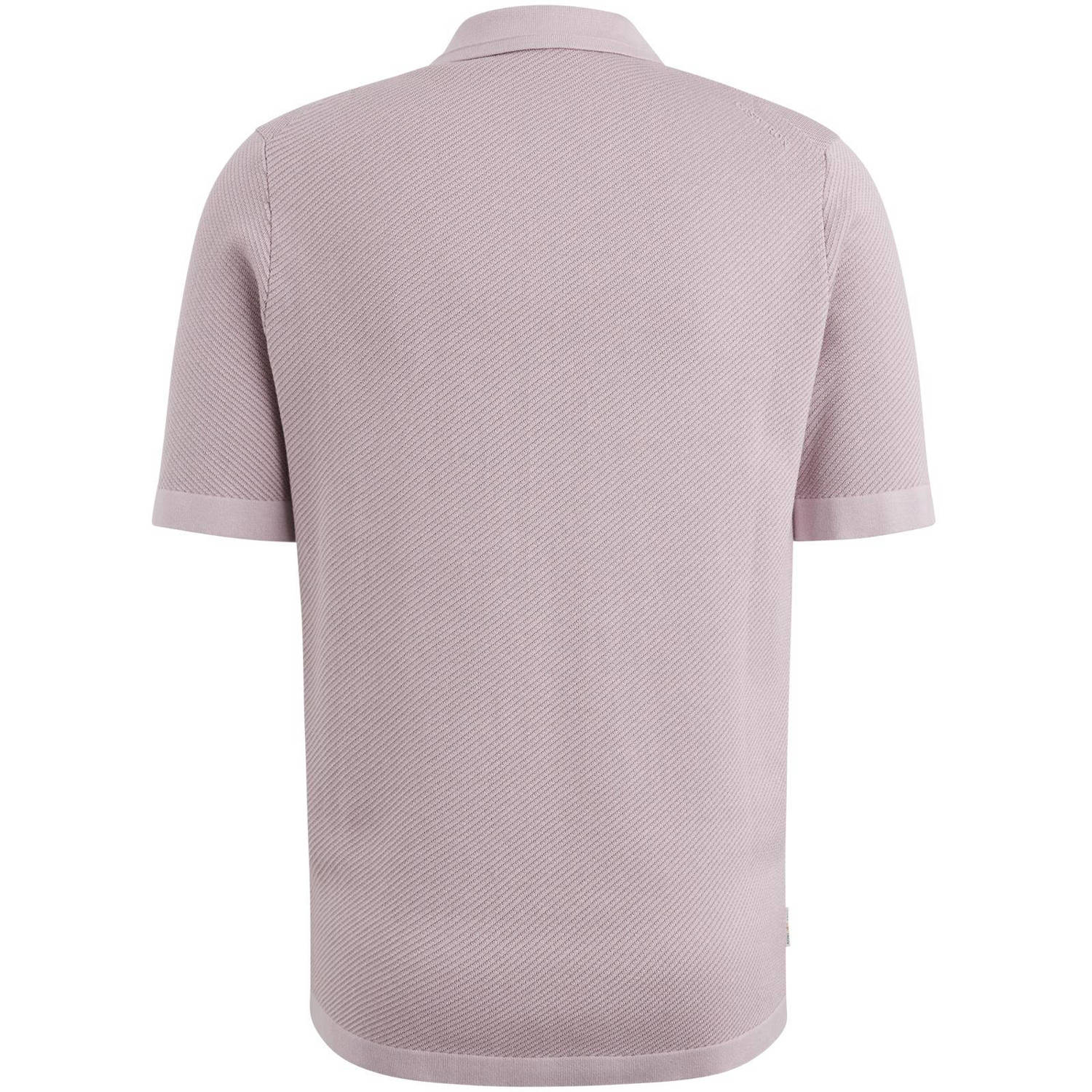 Cast Iron regular polo met ingebreid patroon roze