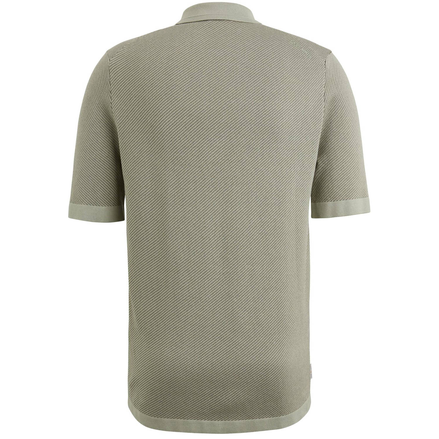 Cast Iron regular polo met ingebreid patroon groen
