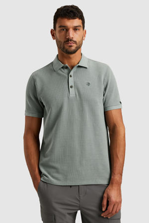 regular polo met ingebreid patroon blauw