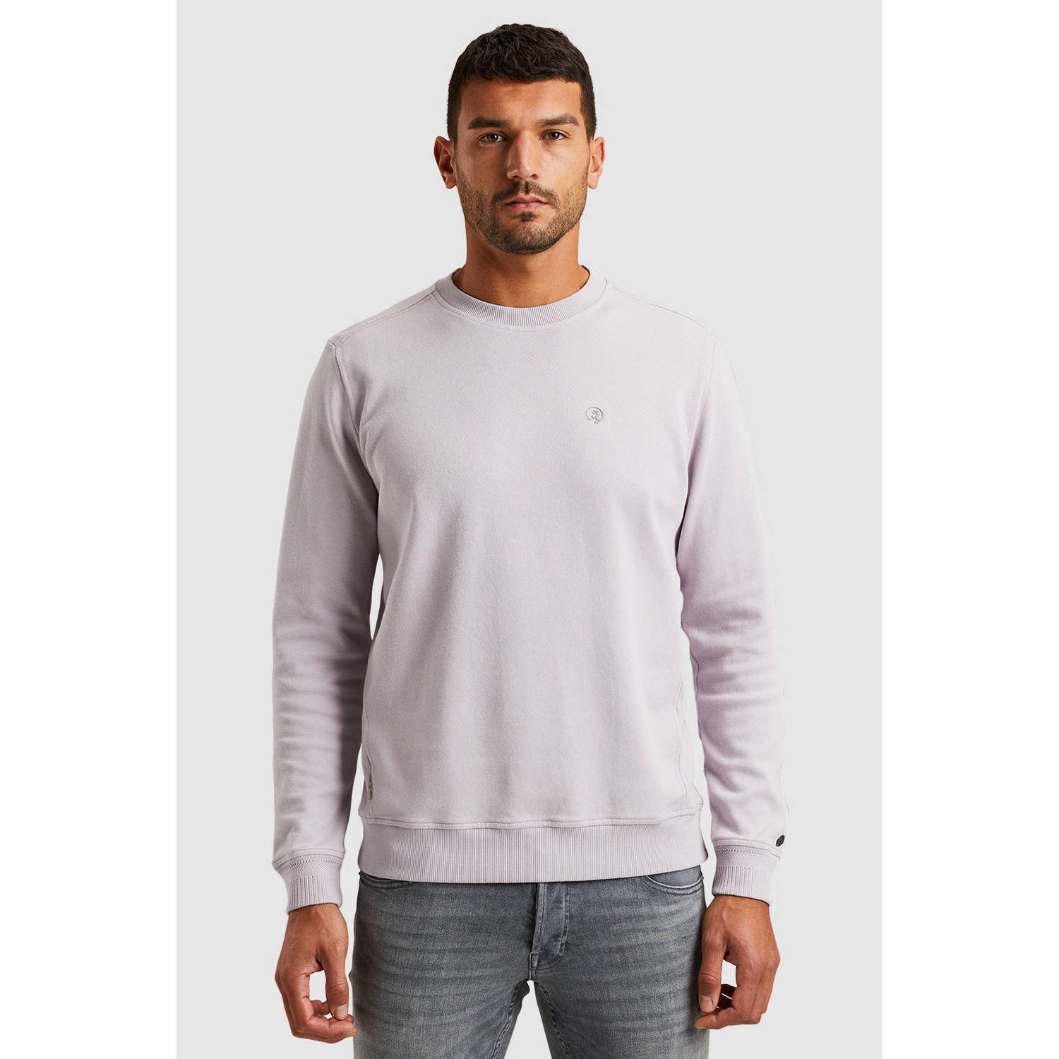 CAST IRON Heren Truien & Vesten Long Sleeve R-neck Regular Fit Twill Lila