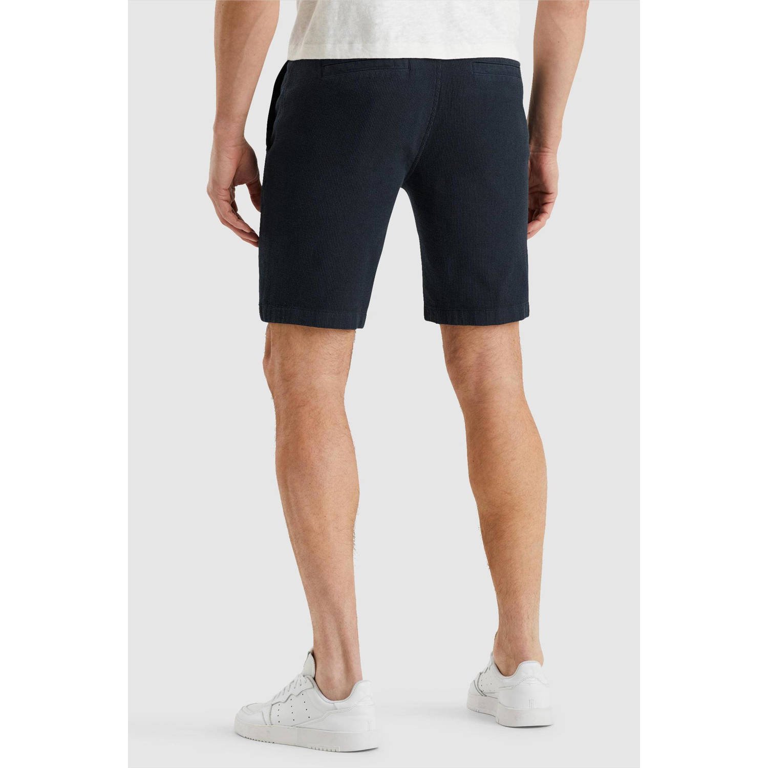 Cast Iron linnen regular chino short donkerblauw