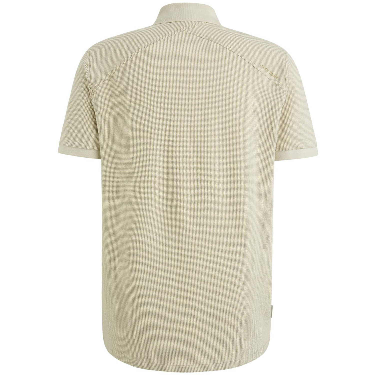 Cast Iron regular polo met ingebreid patroon grijs