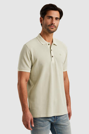 regular polo met ingebreid patroon grijs