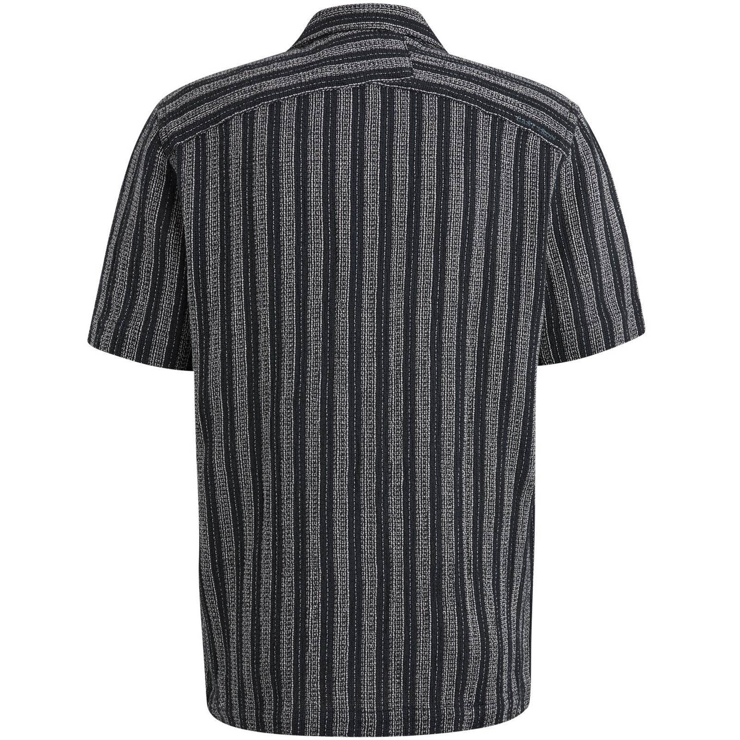 Cast Iron slim overshirt met textuur donkerblauw