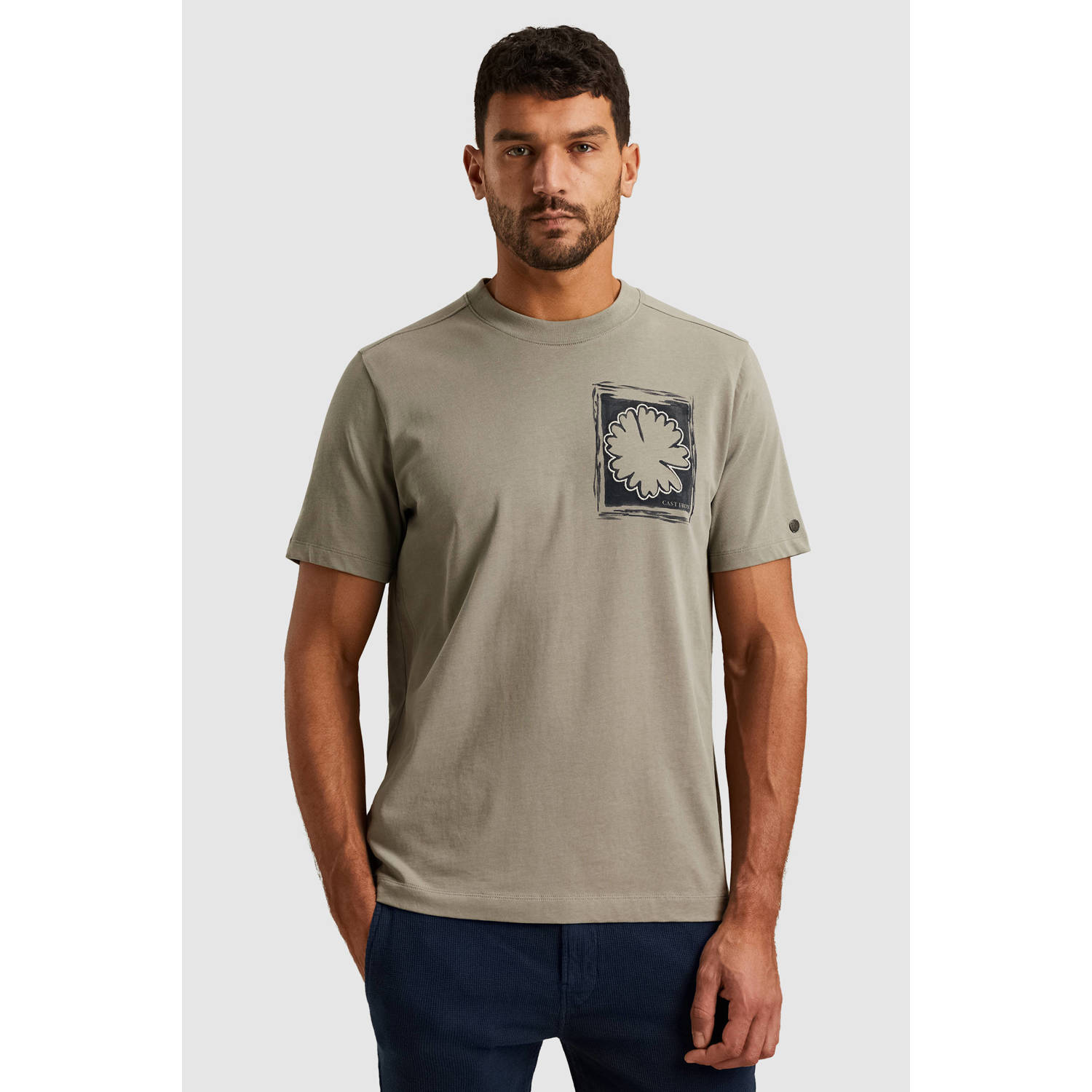CAST IRON Heren Polo's & T-shirts Regular Fit Single Jersey Ca Beige
