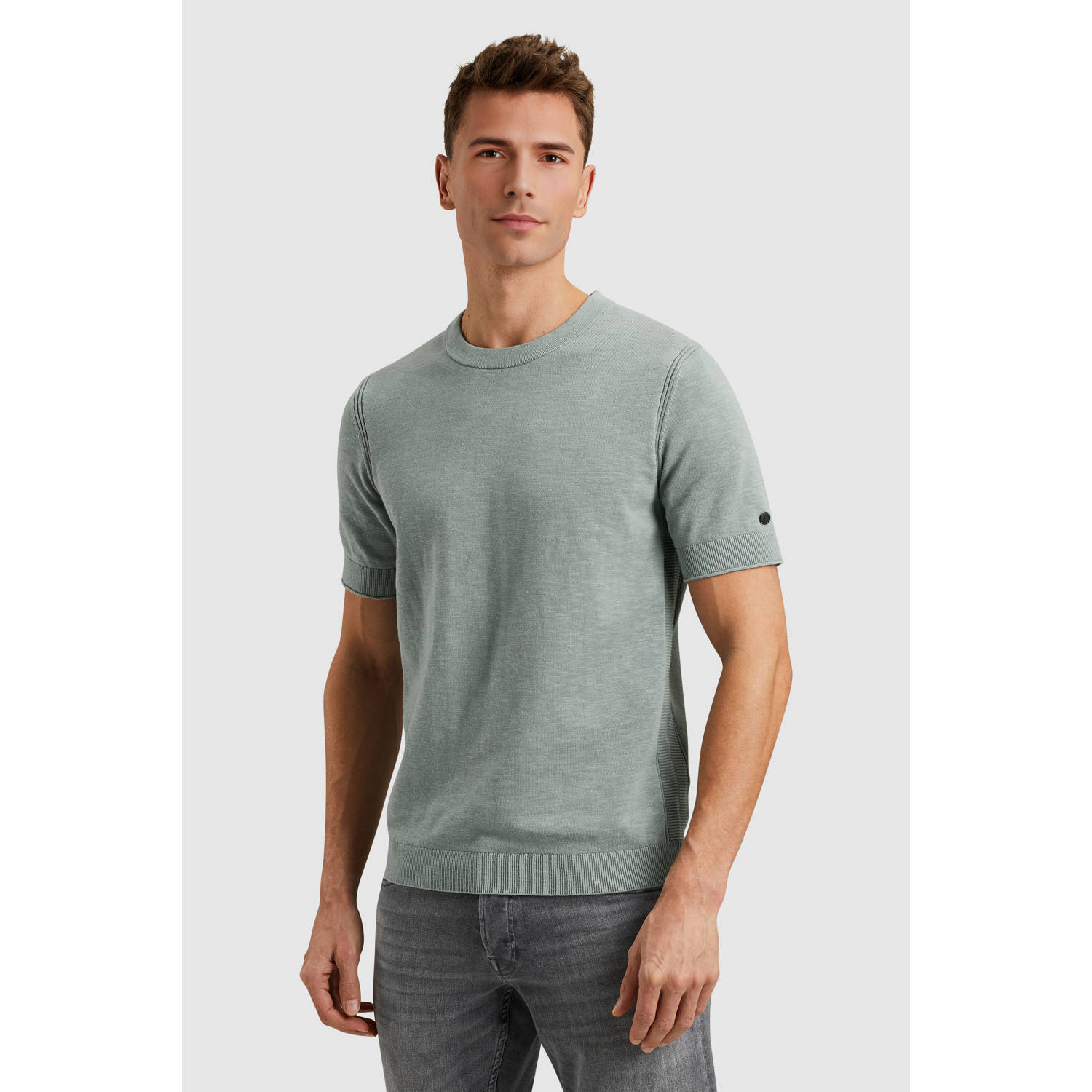 Cast Iron T-shirt gebreid blauw