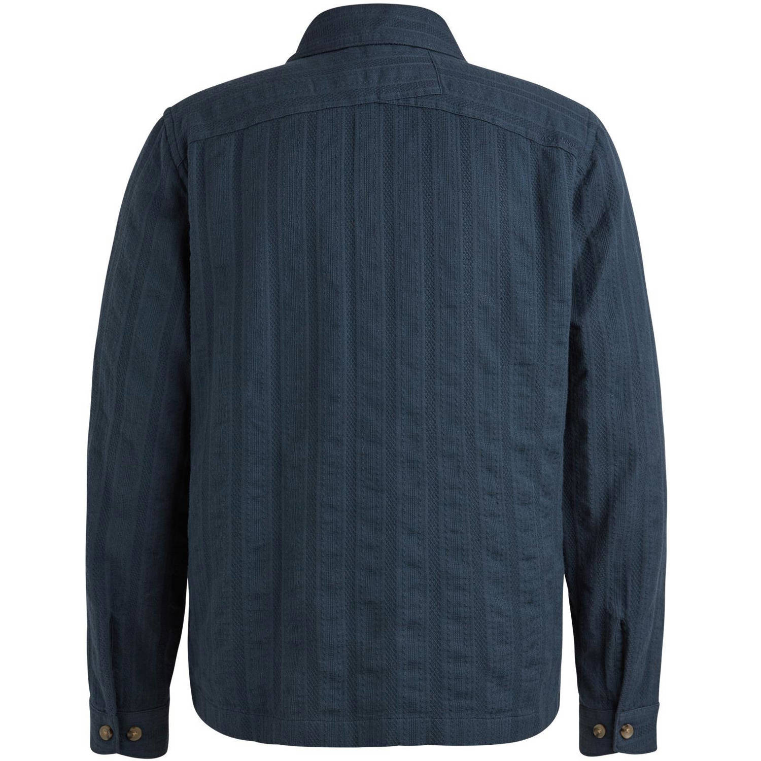 Cast Iron overshirt met textuur donkerblauw