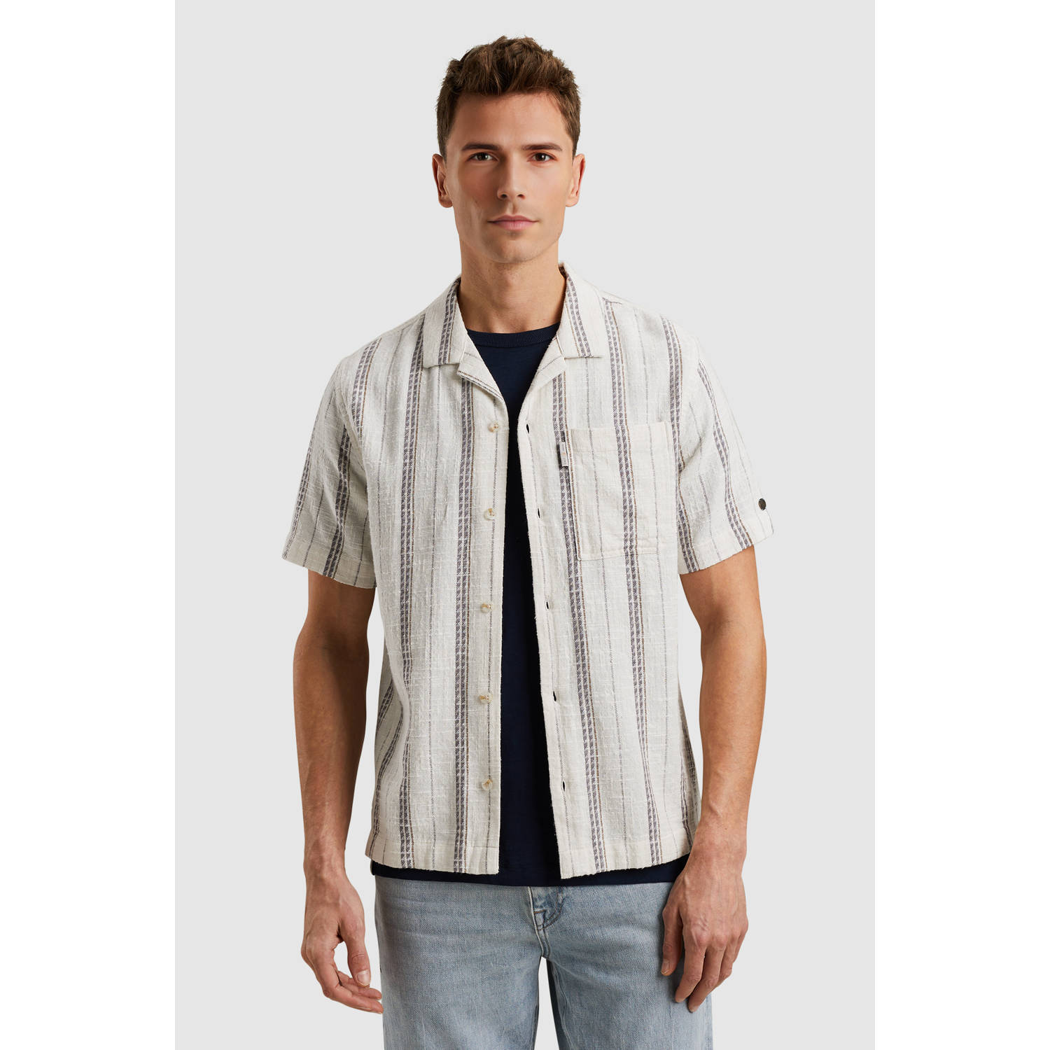 Cast Iron casual overhemd met textuur wit