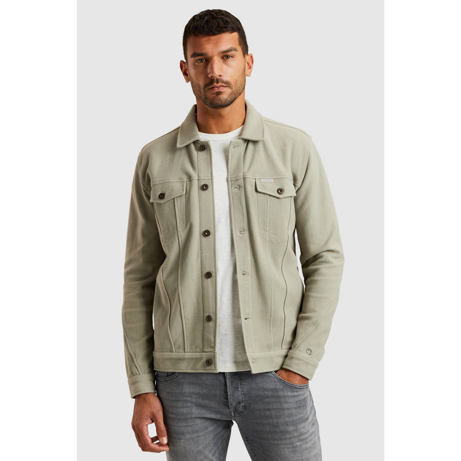 Cast Iron Knoopjas Twill Sweat Green Heren