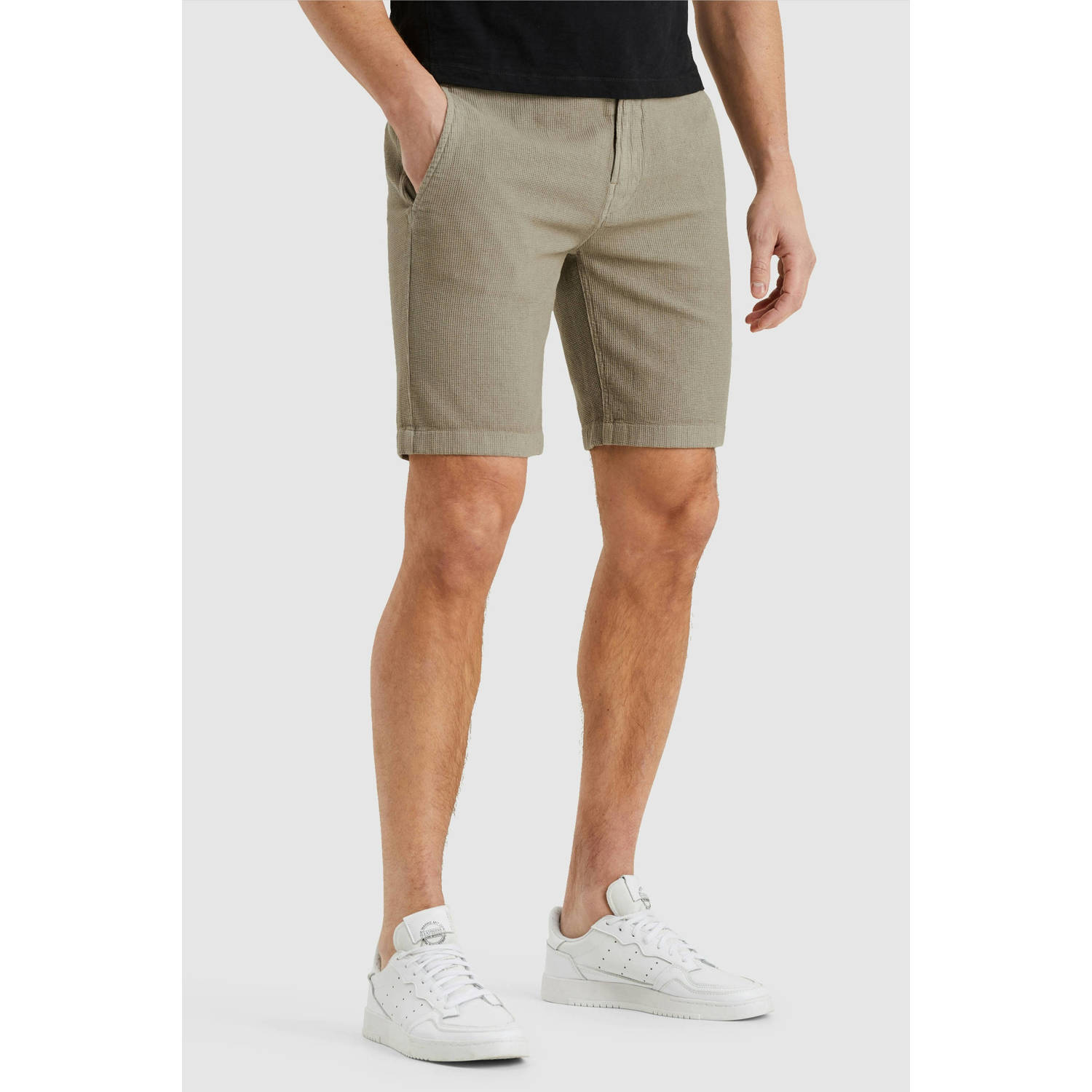 Cast Iron linnen regular chino short taupe