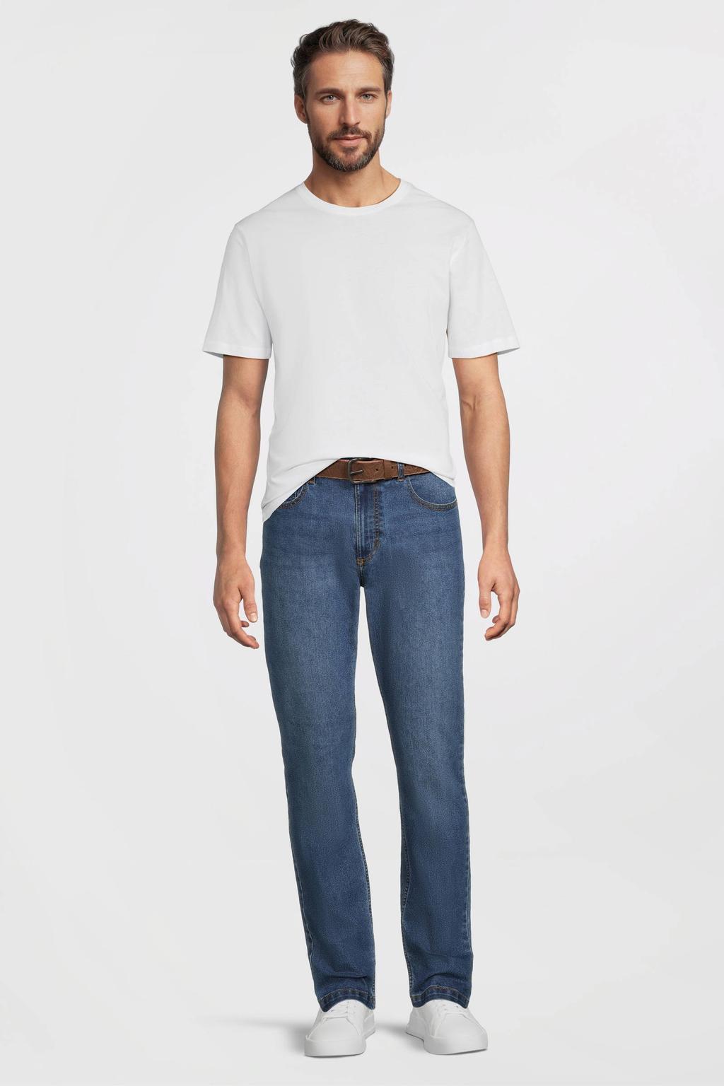 Witte heren Anytime regular T-shirt van katoen met effen, korte mouwen en ronde hals