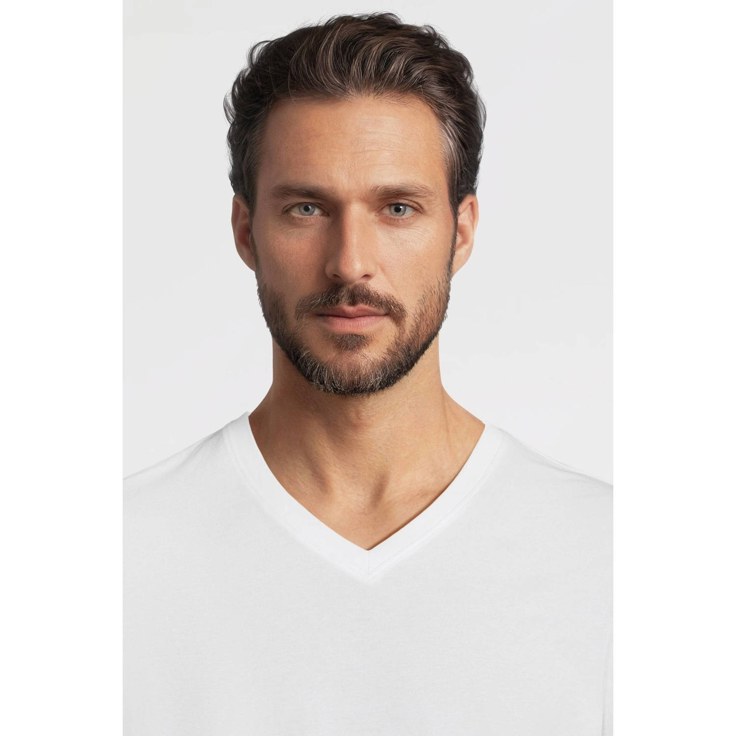 anytime T-shirt met V-hals wit
