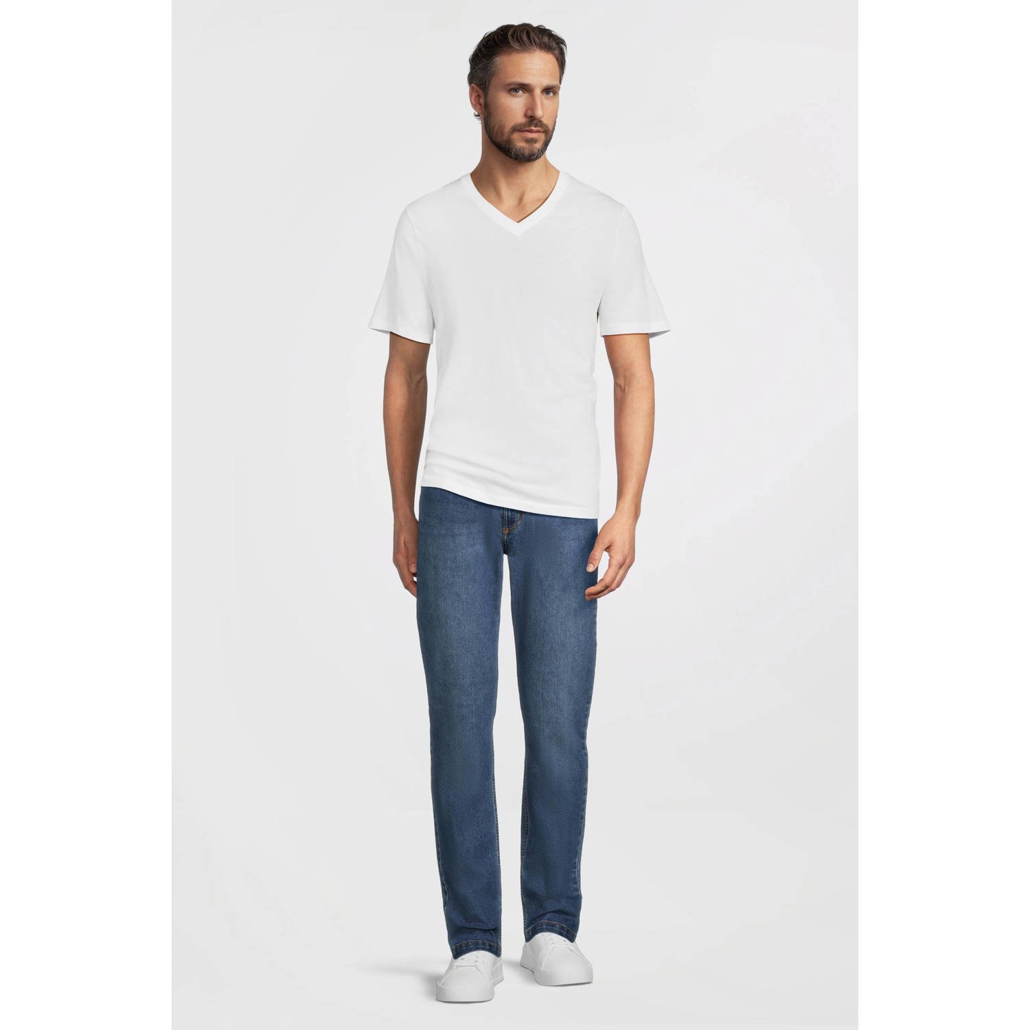 anytime T-shirt met V-hals wit