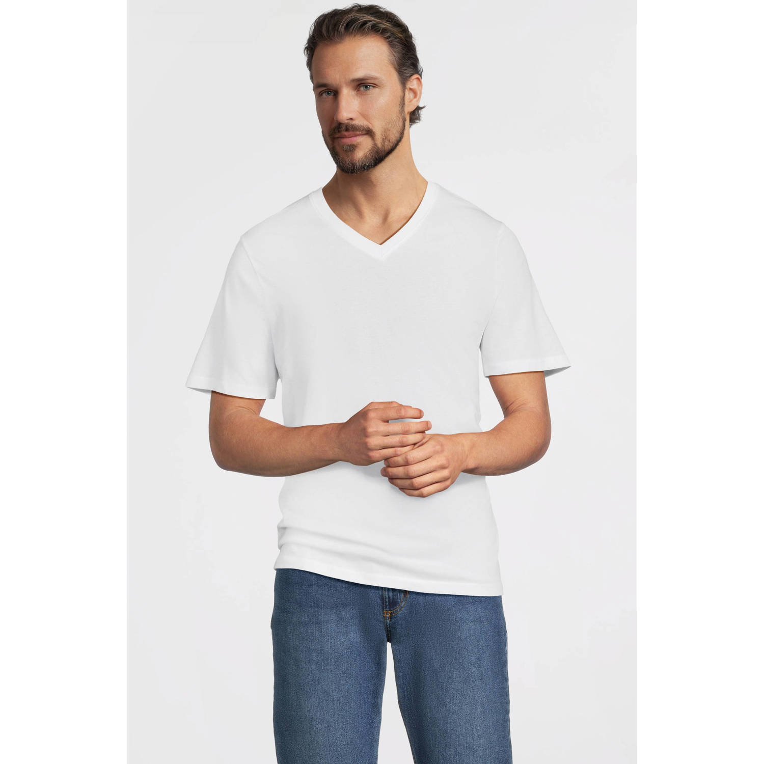 Anytime T-shirt met V-hals wit