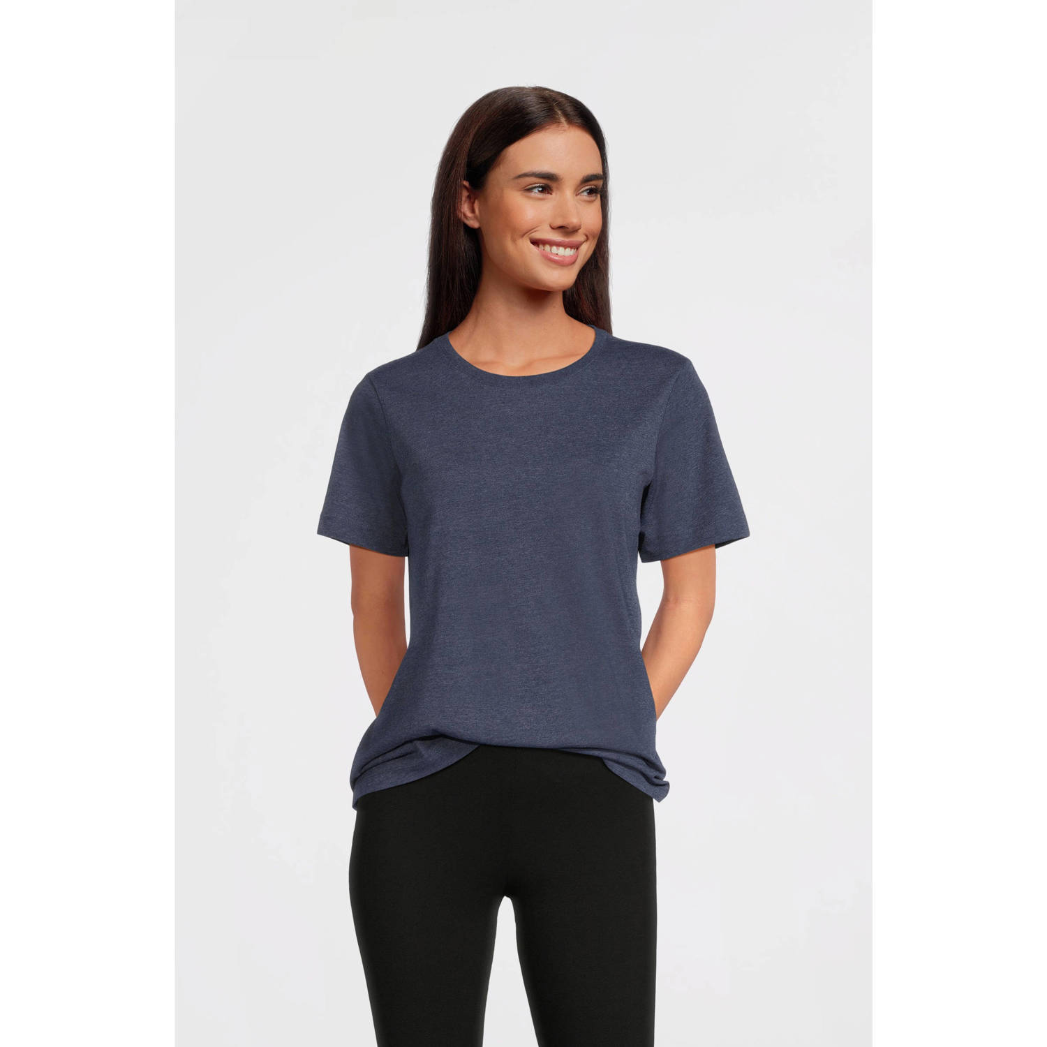 Anytime T-shirt donkerblauw melange