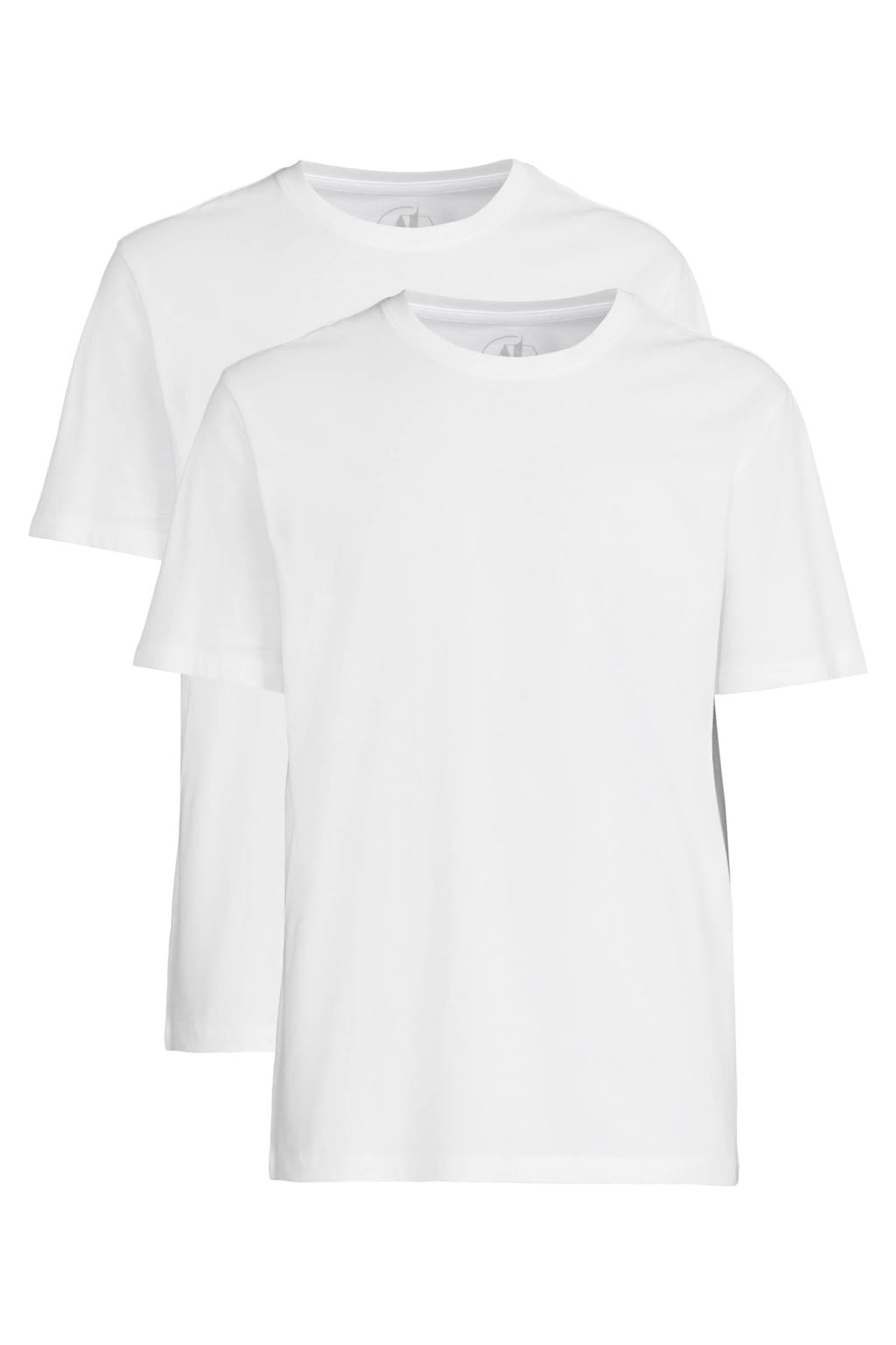 Witte heren Anytime regular T-shirt van katoen met effen, korte mouwen en ronde hals