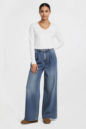 longsleeve met V-hals wit