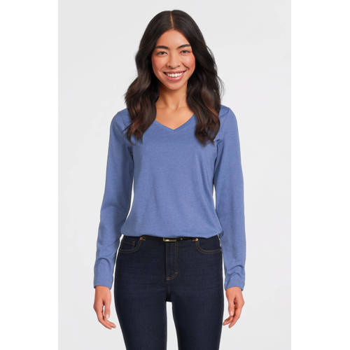 anytime longsleeve met V-hals blauw afbeelding