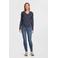 Anytime longsleeve met V-hals donkerblauw melange