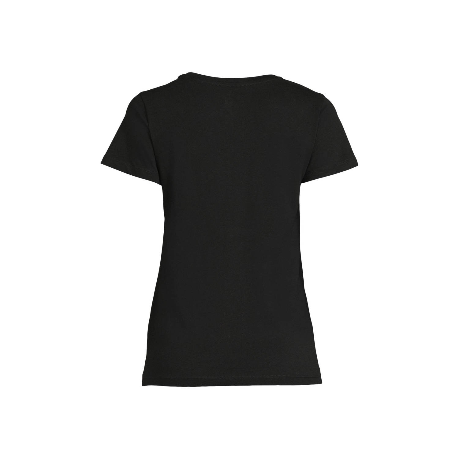 anytime T-shirt met V-hals zwart