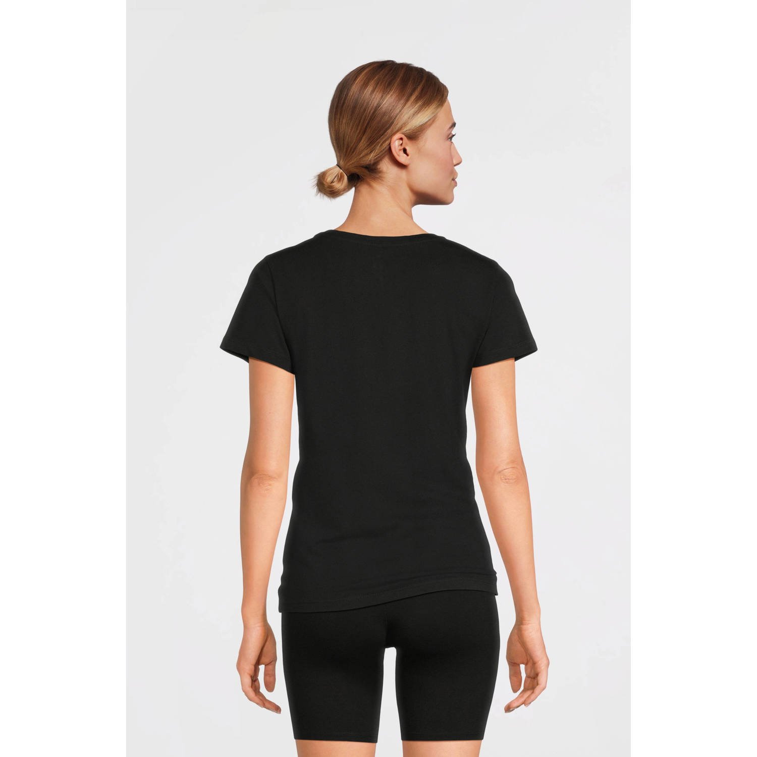 anytime T-shirt met V-hals zwart