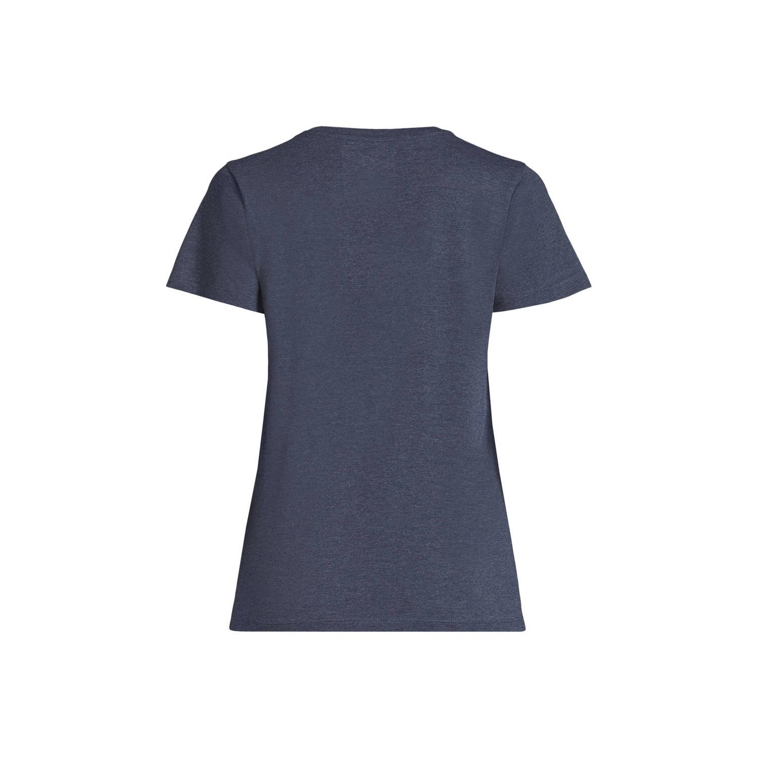 anytime T-shirt met V-hals donkerblauw melange