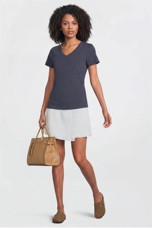 T-shirt met V-hals donkerblauw melange