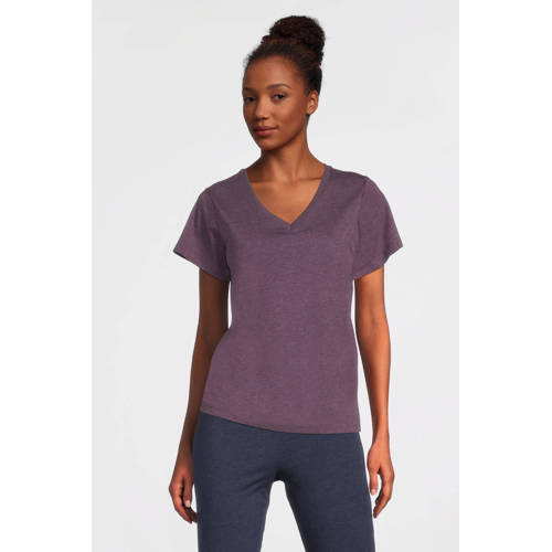 anytime T-shirt met V-hals paars melange afbeelding