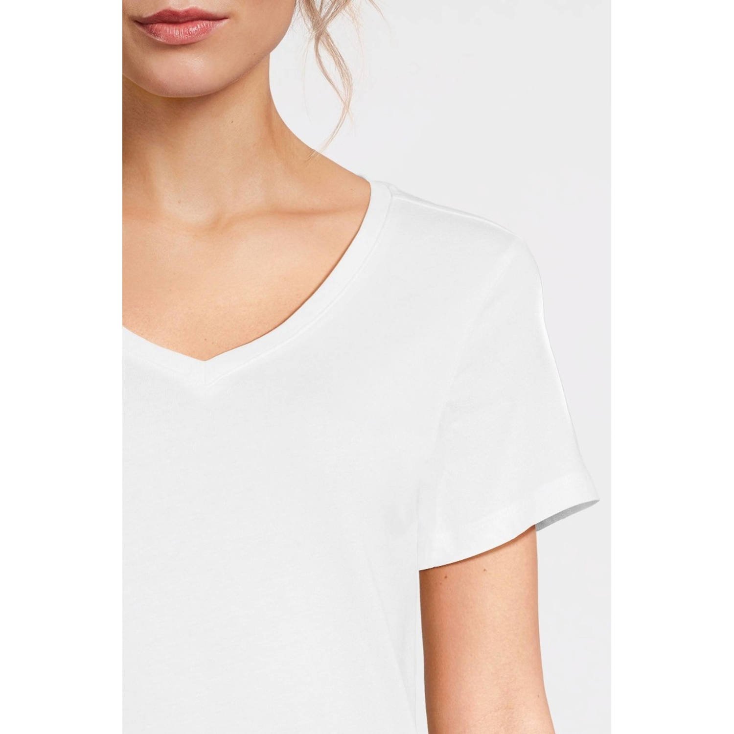 anytime T-shirt met V-hals wit