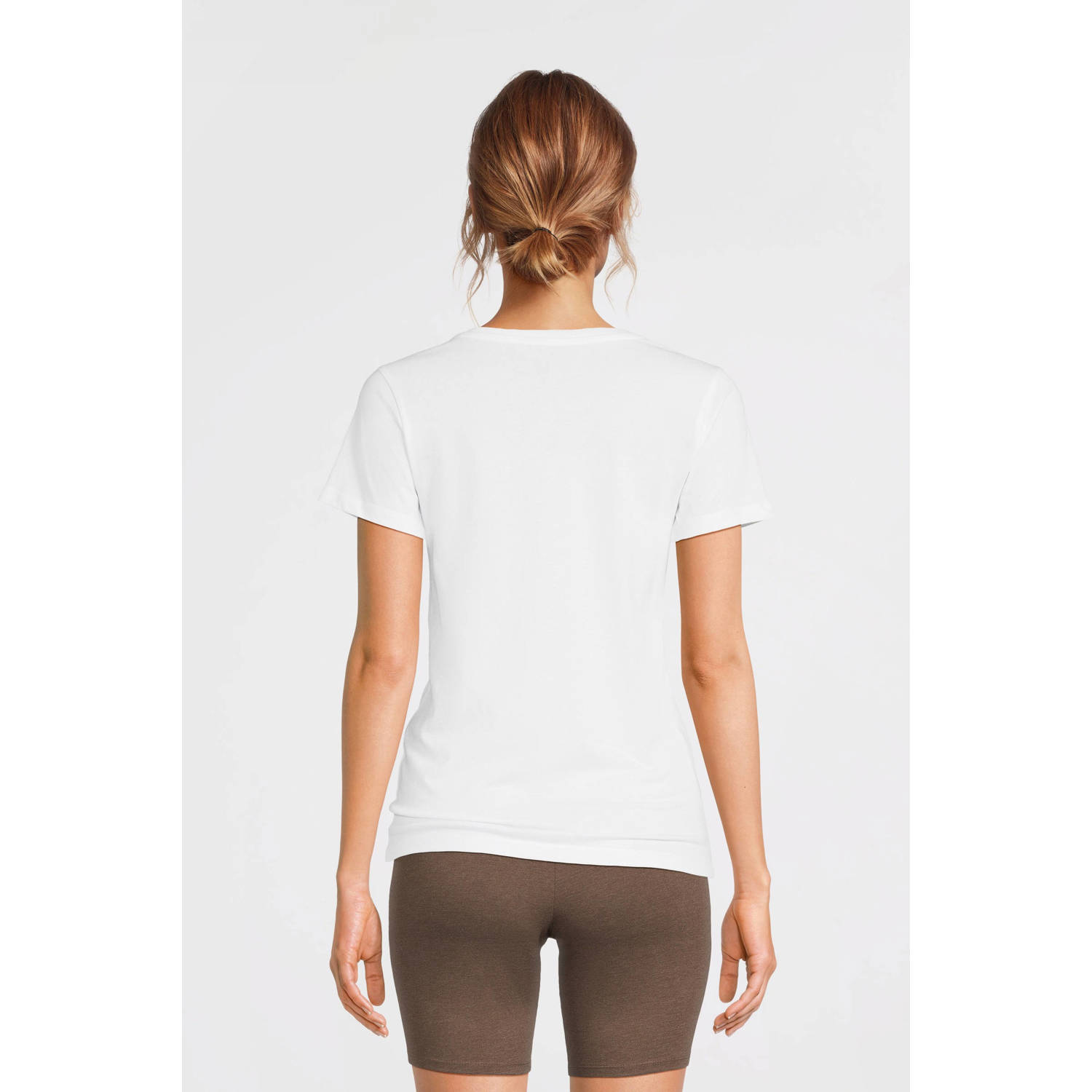 anytime T-shirt met V-hals wit