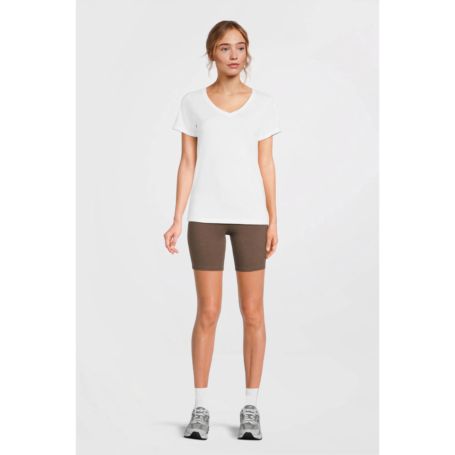anytime T-shirt met V-hals wit