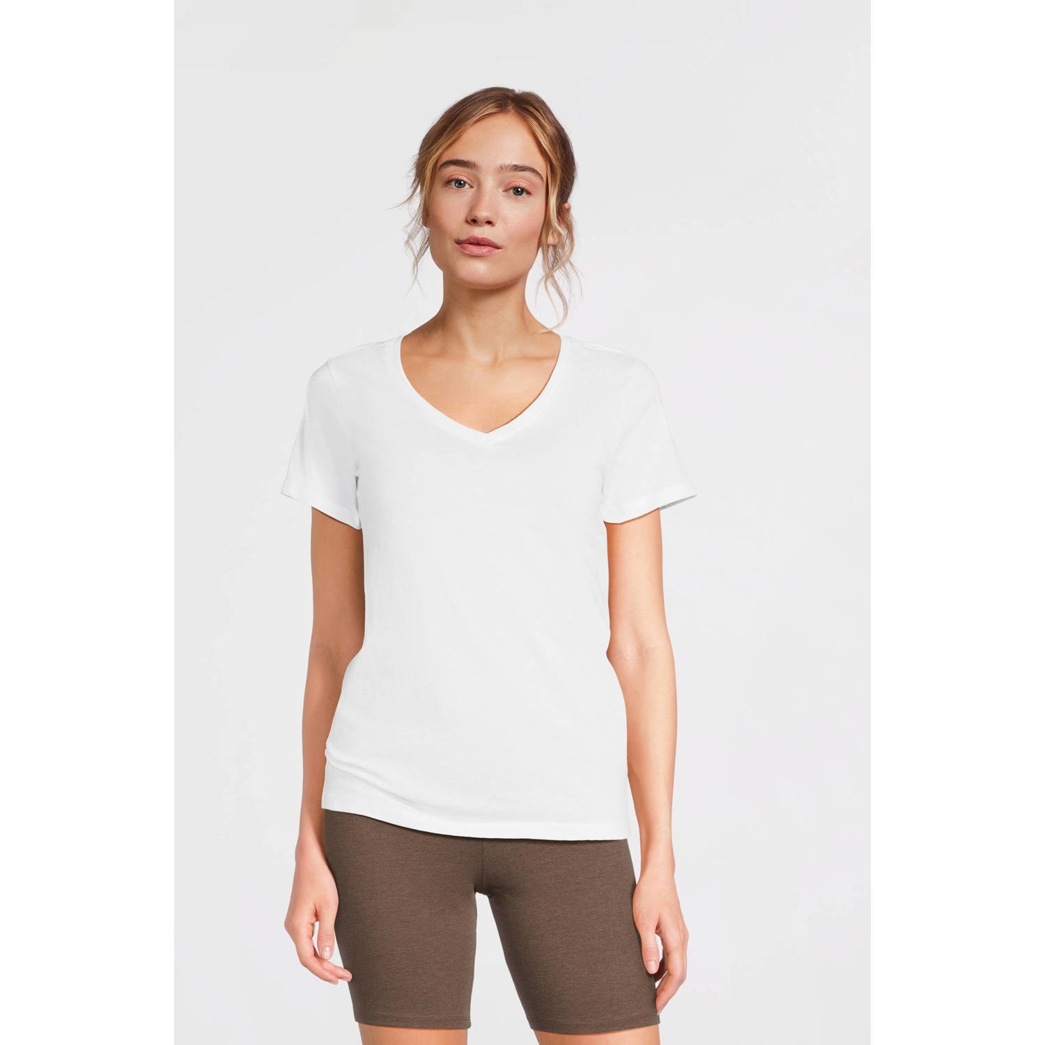 Anytime T-shirt met V-hals wit