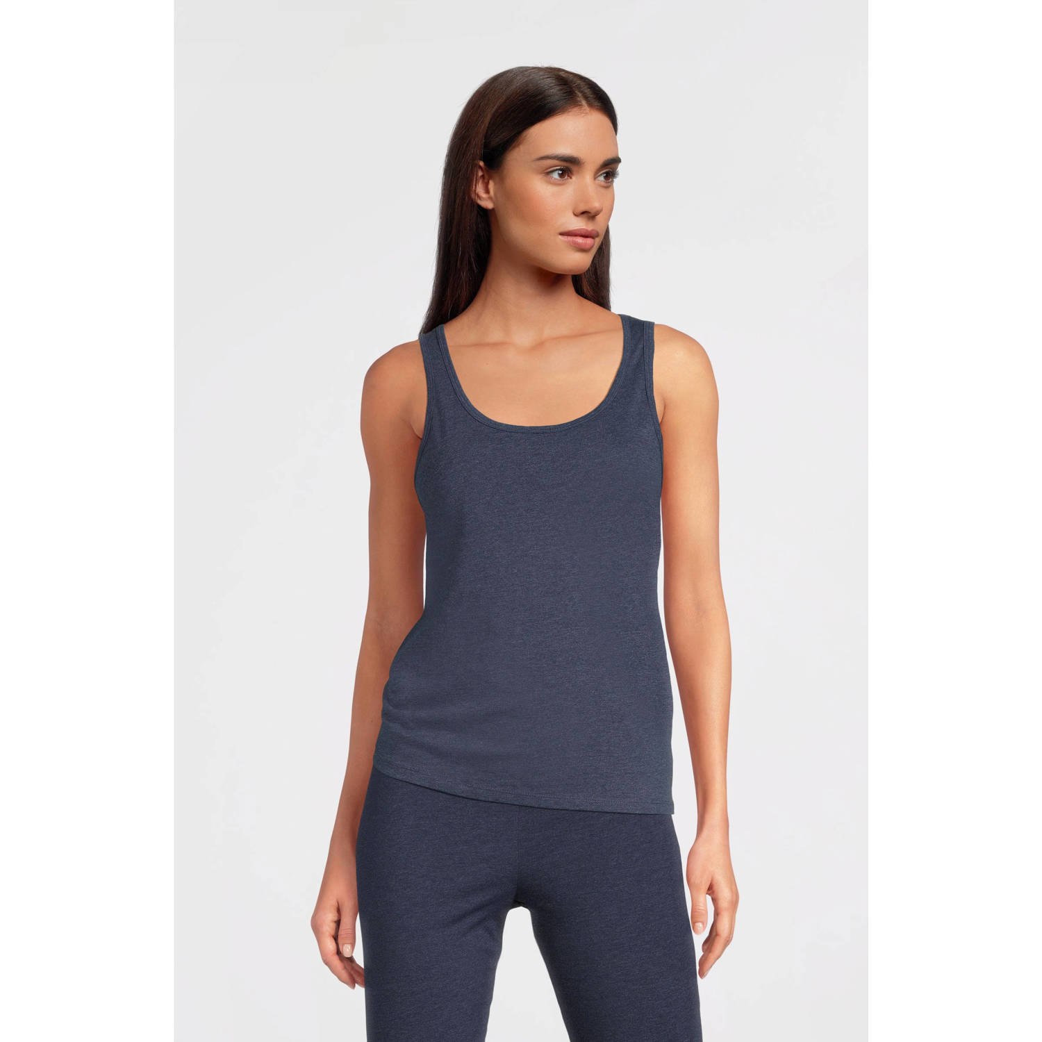 Anytime hemd donkerblauw melange