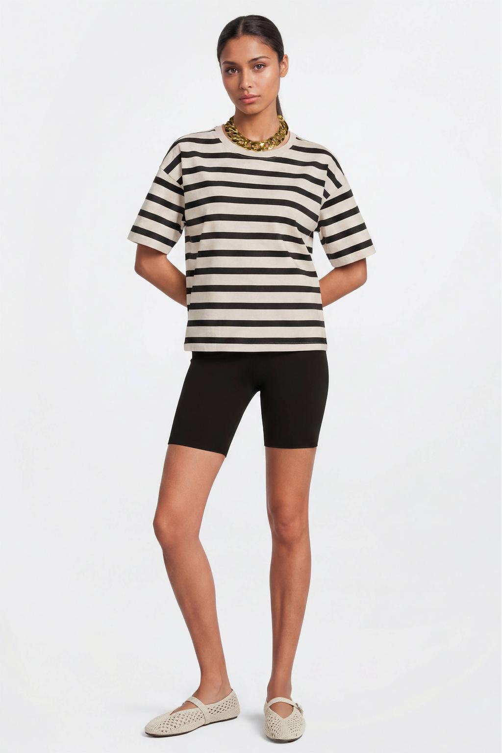 Zwarte dames Anytime cycling short van katoen met skinny fit, regular waist, elastische tailleband en effen