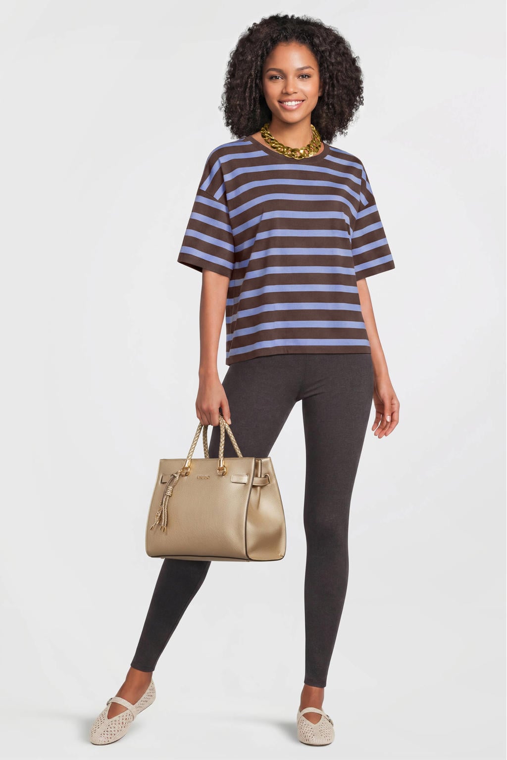 Grijs melange dames Anytime legging melange van katoen met skinny fit, regular waist en elastische tailleband